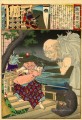 Kusunoki Masatsura als junger Mann attackiert einen gefürchteten Badger Toyohara Chikanobu